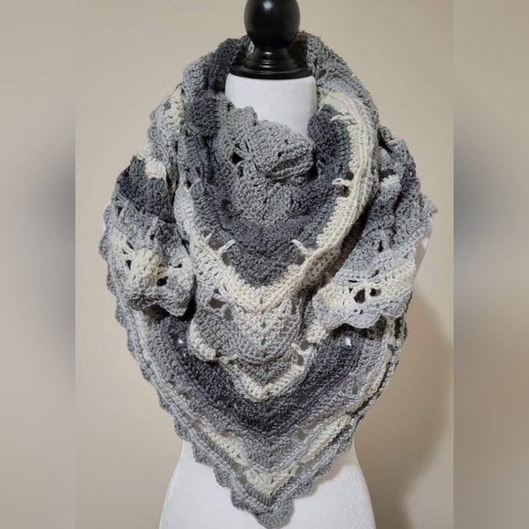 SOLD-Handmade Crochet Butterfly Shawl - Picture 2 of 3